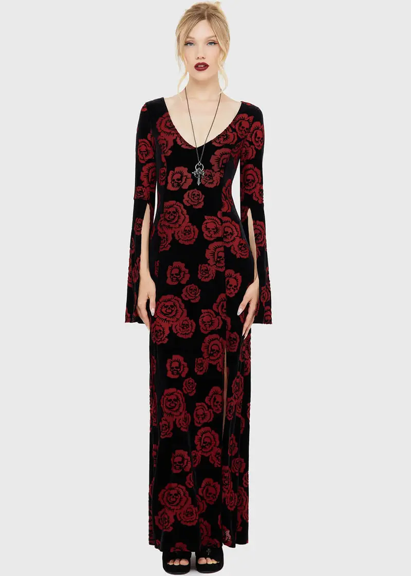 Killstar Pandora's Rose Maxi Dress Black Red