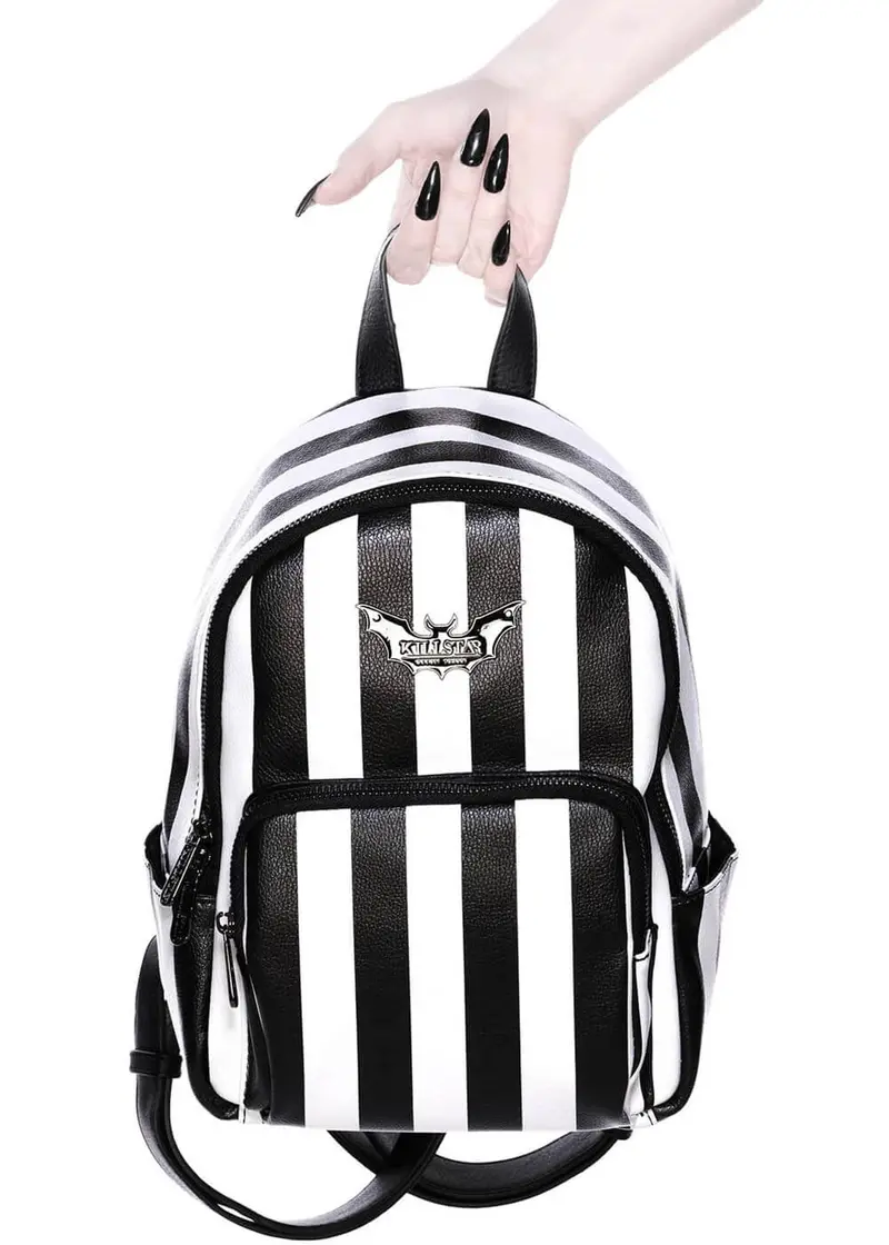 Killstar Rails Stripe Backpack Black White