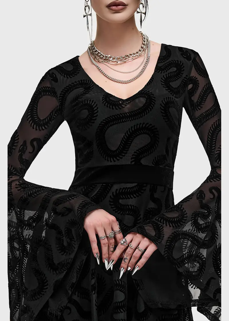 Killstar Serpentes Snake Mini Dress Black