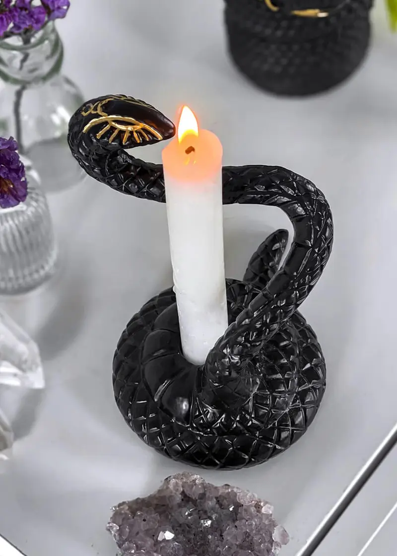 Killstar Serpentina Snake Candle Holder Black