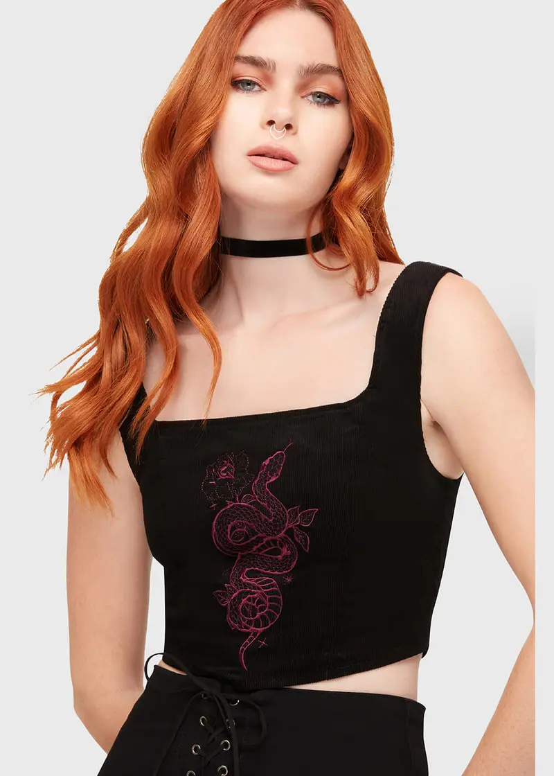 Killstar Snakeheart Black Corset Top