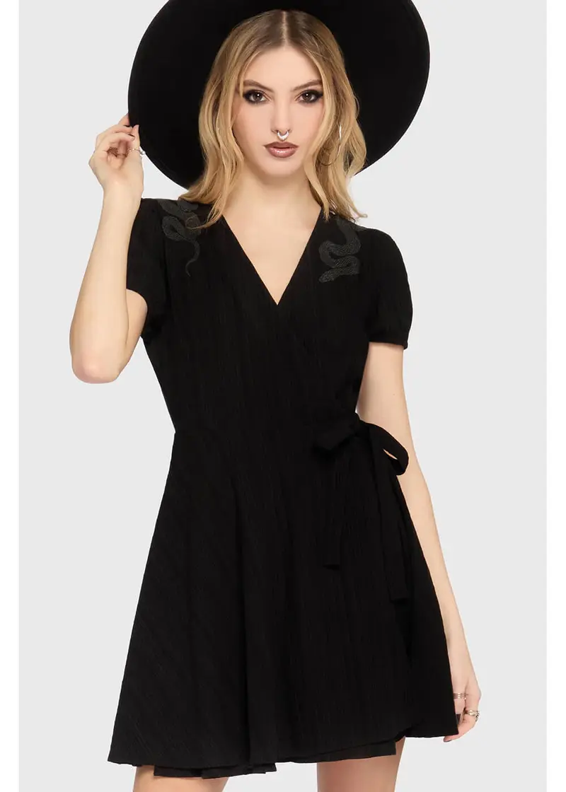 Killstar The Hollow Embroidered Snake Mini Dress Black