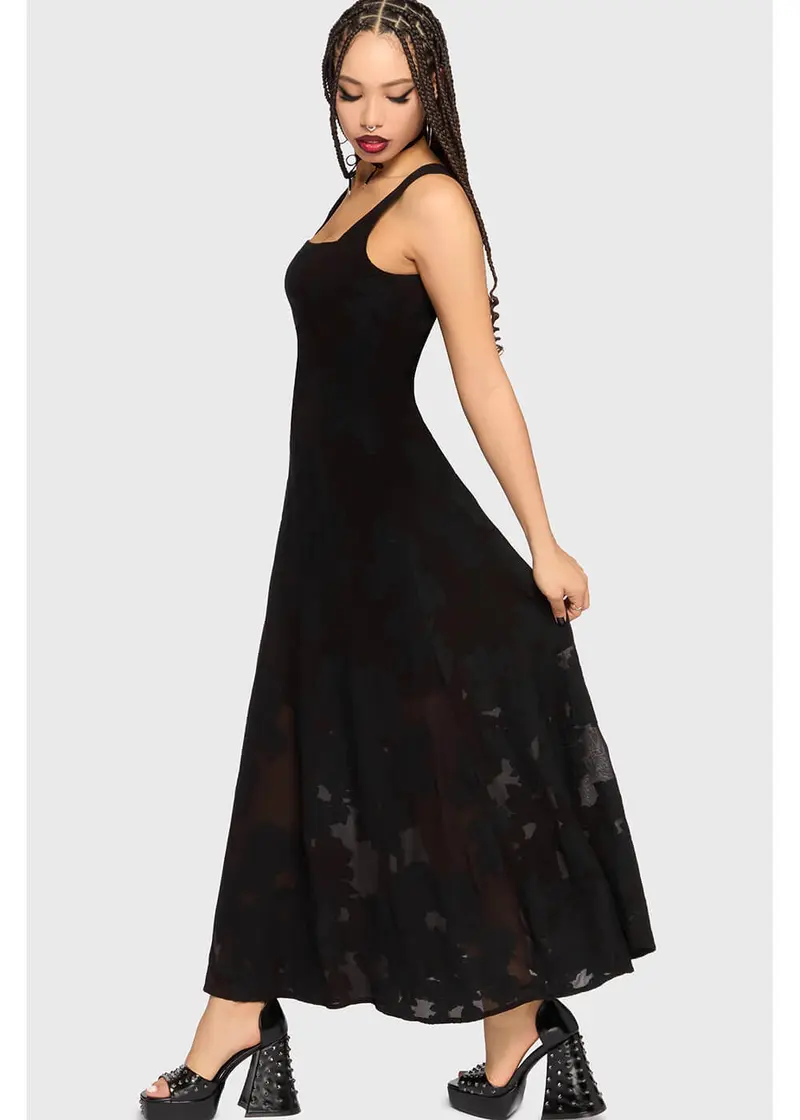 Killstar The Hollow Jacquard Maxi Dress Black