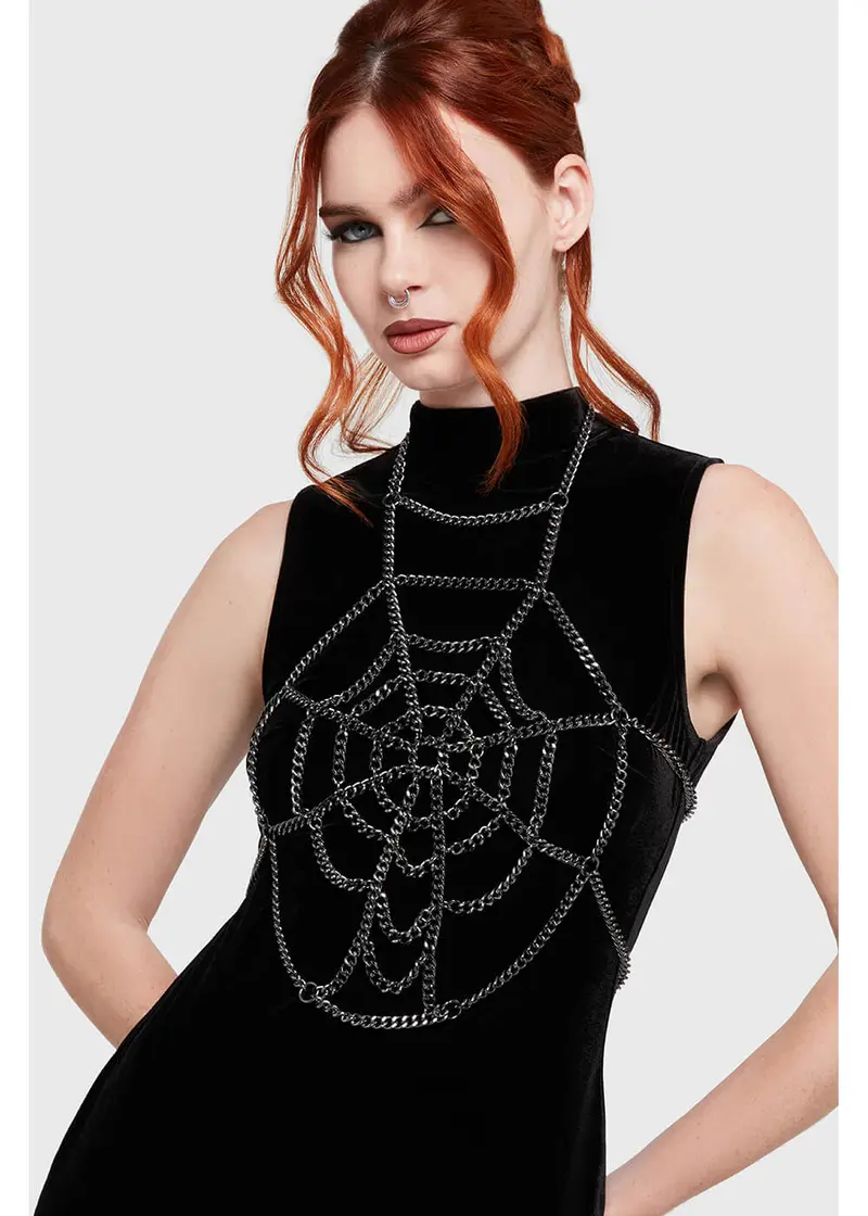 Killstar Torn Hearts Spiderweb Harness Silver