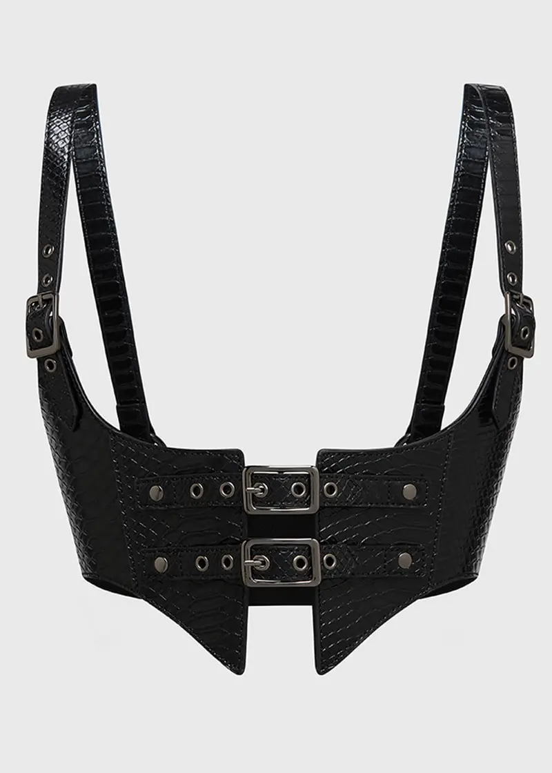 Killstar Venomous Rose Underbust Harness Belt Black
