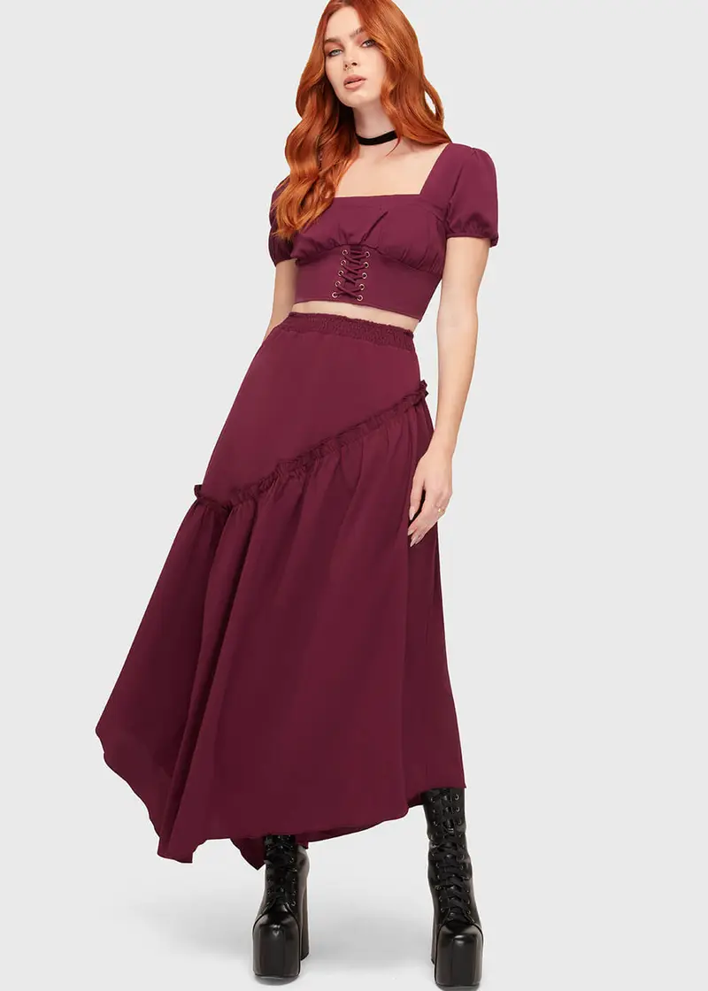 Killstar Wild Petal Purple Midi Skirt