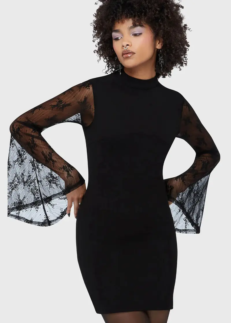 Killstar Willow's Whim Pencil Dress Black