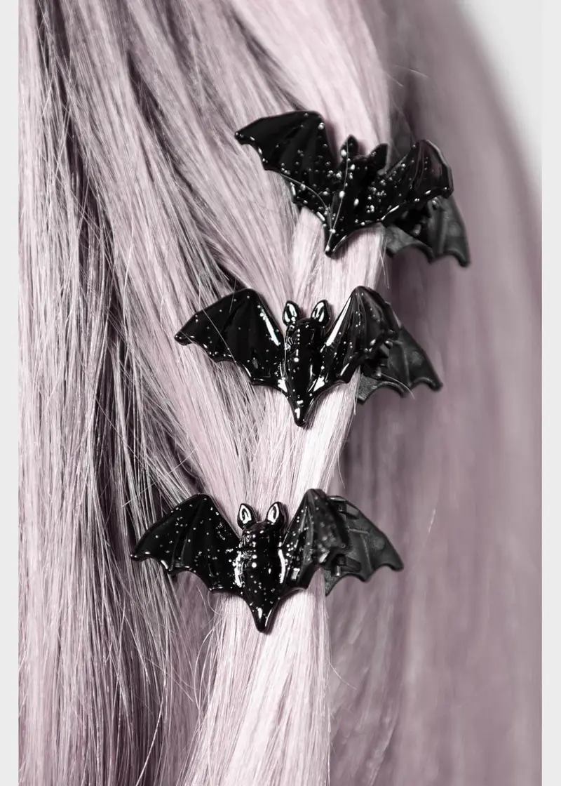 Killstar Wing It Bat Hair Clips Black