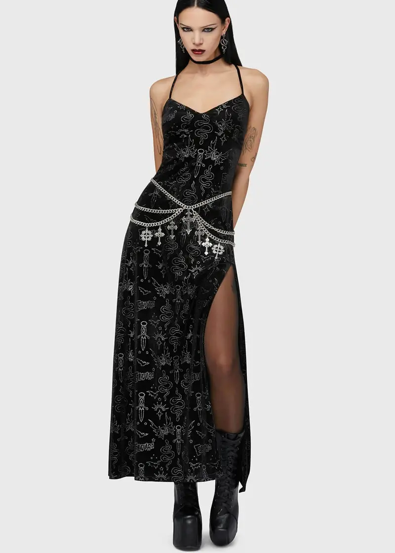 Killstar x Elvira Yours Cruelly Maxi Dress Black