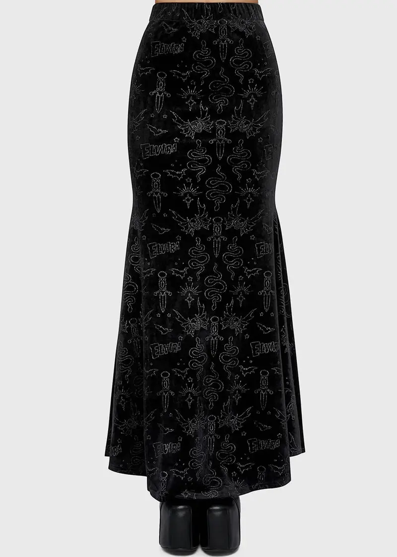 Killstar x Elvira Yours Cruelly Maxi Skirt Black