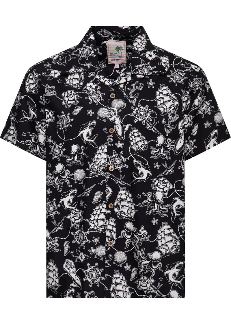 King Kerosin Sailor Hawaiian Shirt Black