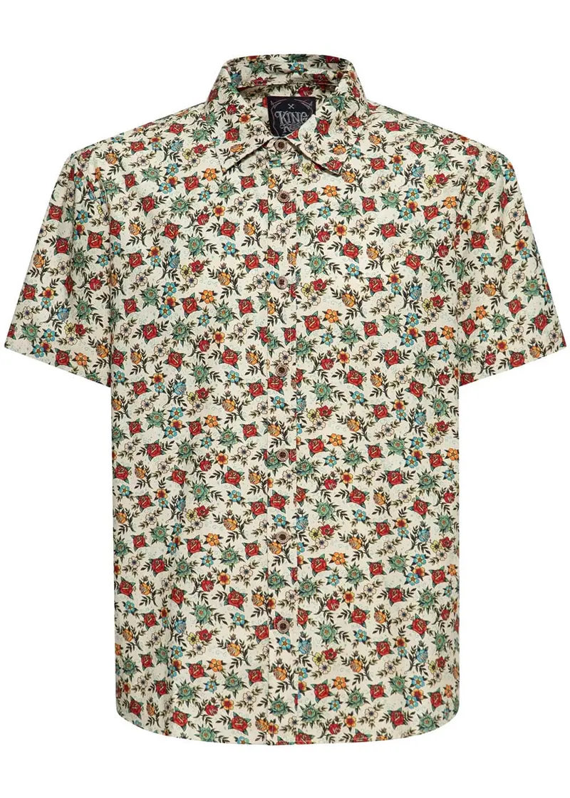 King Kerosin Tattoo Flowers Shirt Off-White