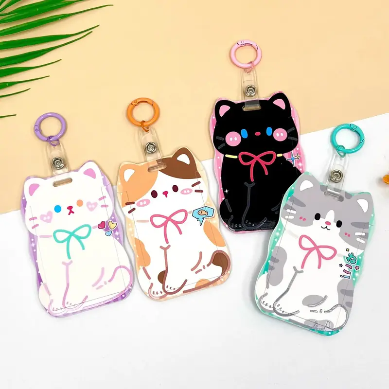 Kitty Cat Card Holder with Clip or Lanyard (4 Designs)