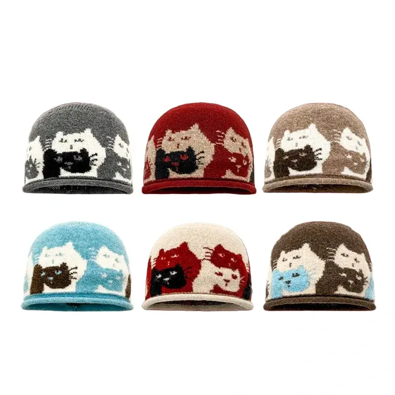 Knitted Cat Friends Beanie Hat