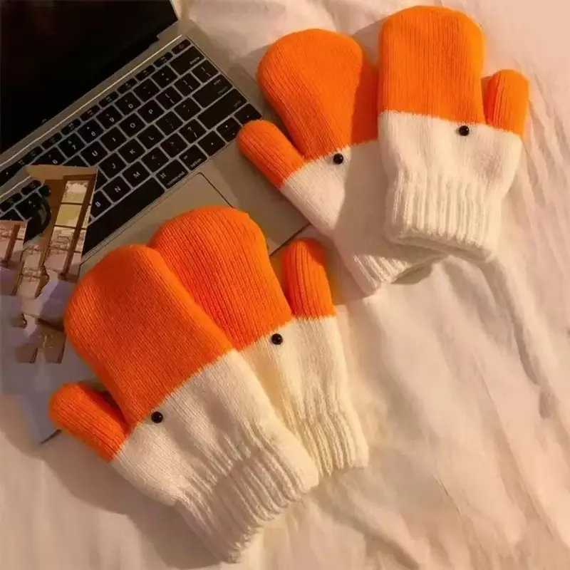 Knitted Goose Face Mittens