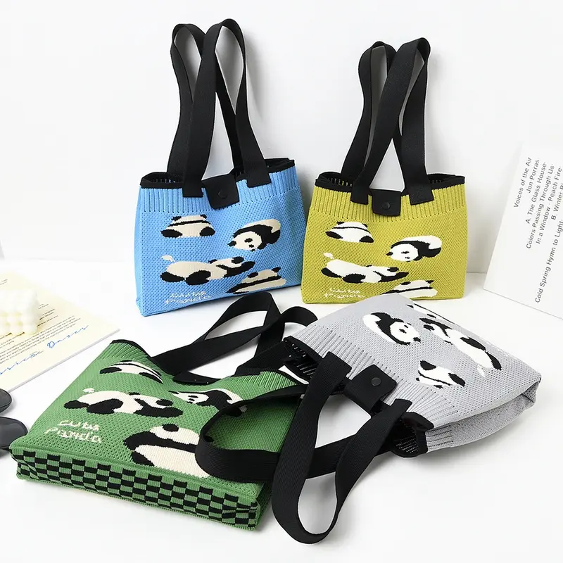Knitted Panda Party Tote (4 Colours)