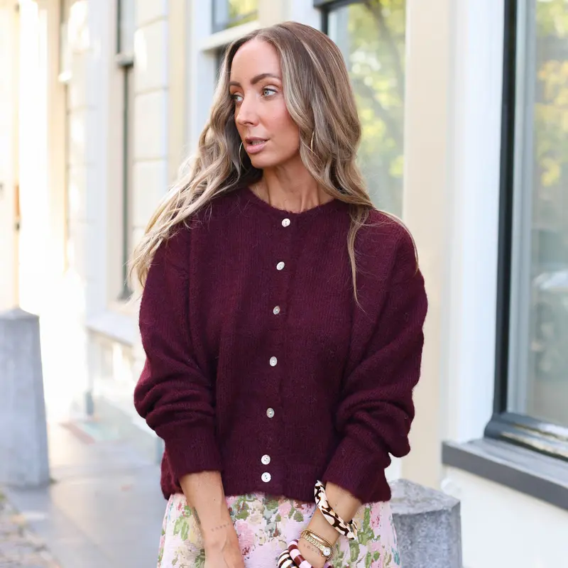 Knoopjes vest burgundy