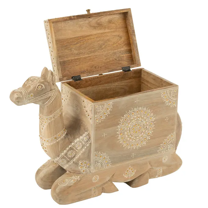 Koffer Kameel Mango Hout Naturel/Wit J-Line