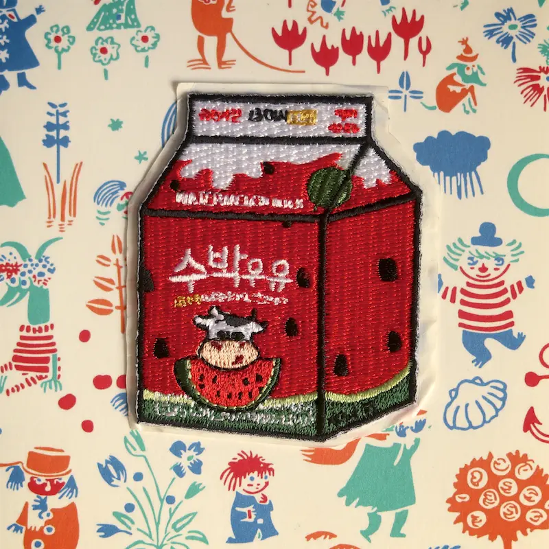 Korean Watermelon Milk Iron-On Patch