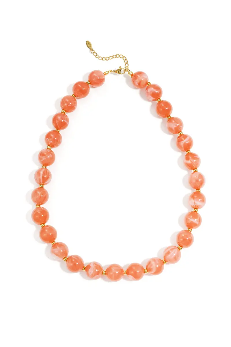 Korte halsketting met beads | Watermeloen