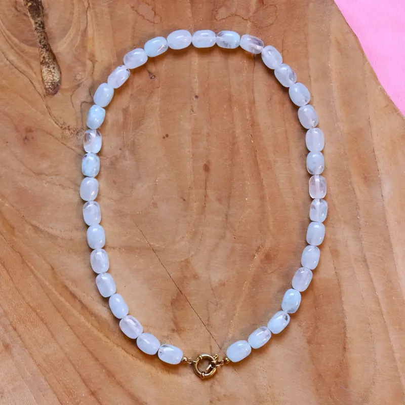 Kralenketting - nugget sky blue