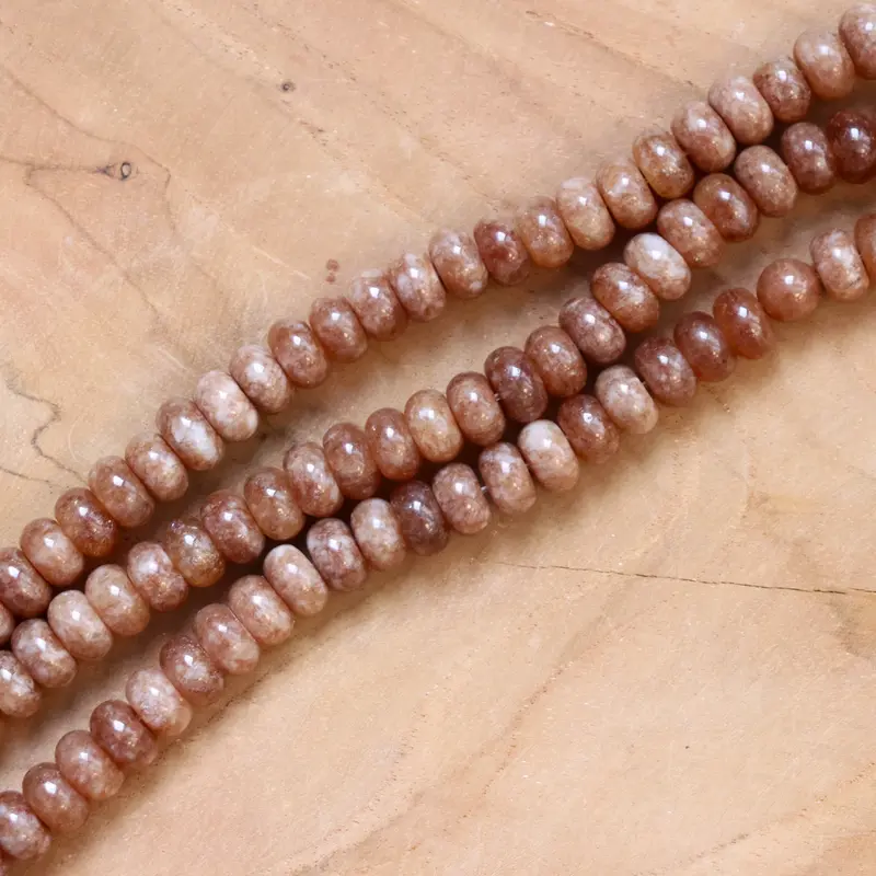 Kralenstreng rondellen dyed jade - Coconut brown