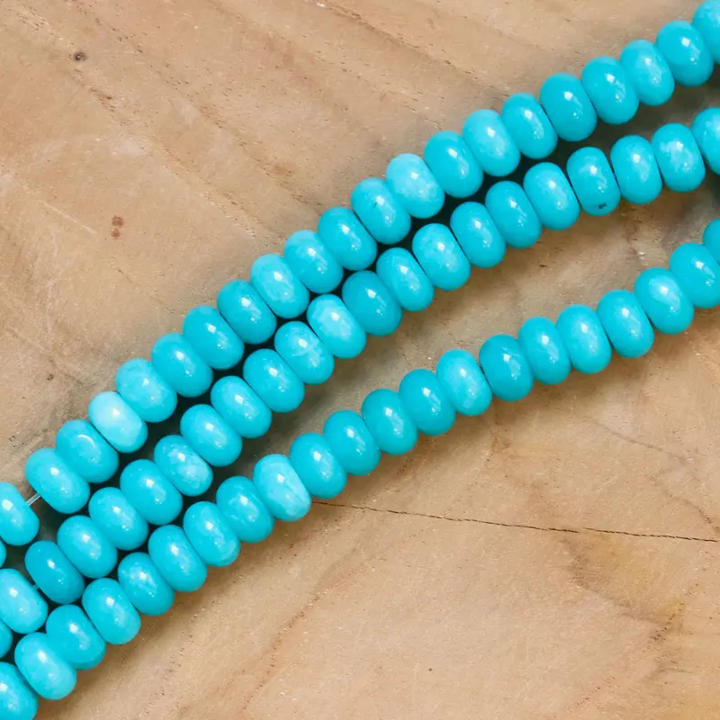 Kralenstreng rondellen dyed jade - Turquoise blue