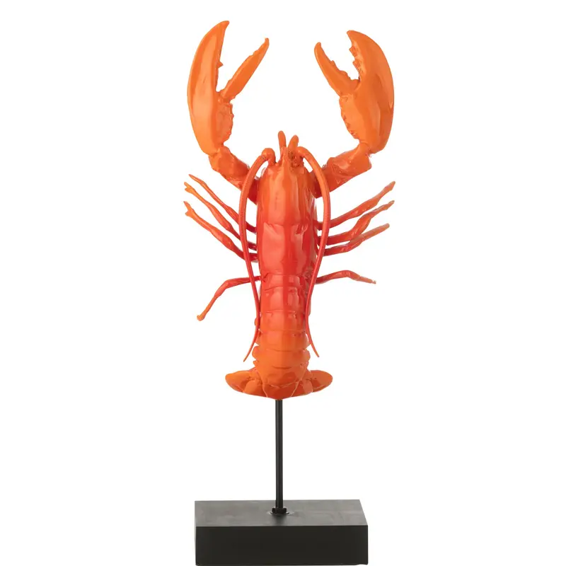 Kreeft Op Voet Polyresin Rood/Zwart J-Line