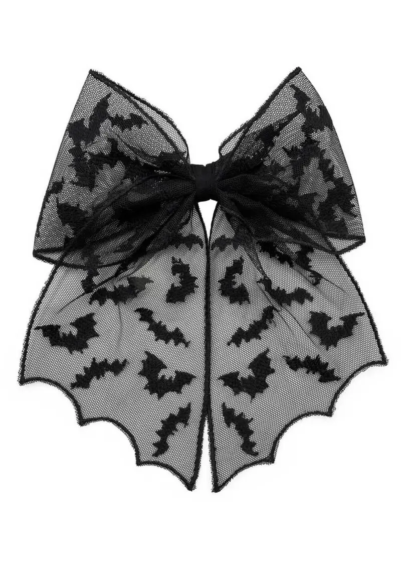 Kreepsville Bat Lace Hair Bow Black