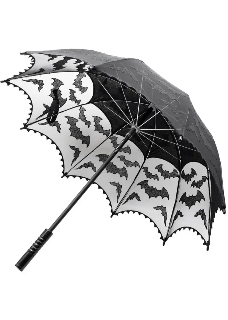 Kreepsville Bat Lace Parasol Black