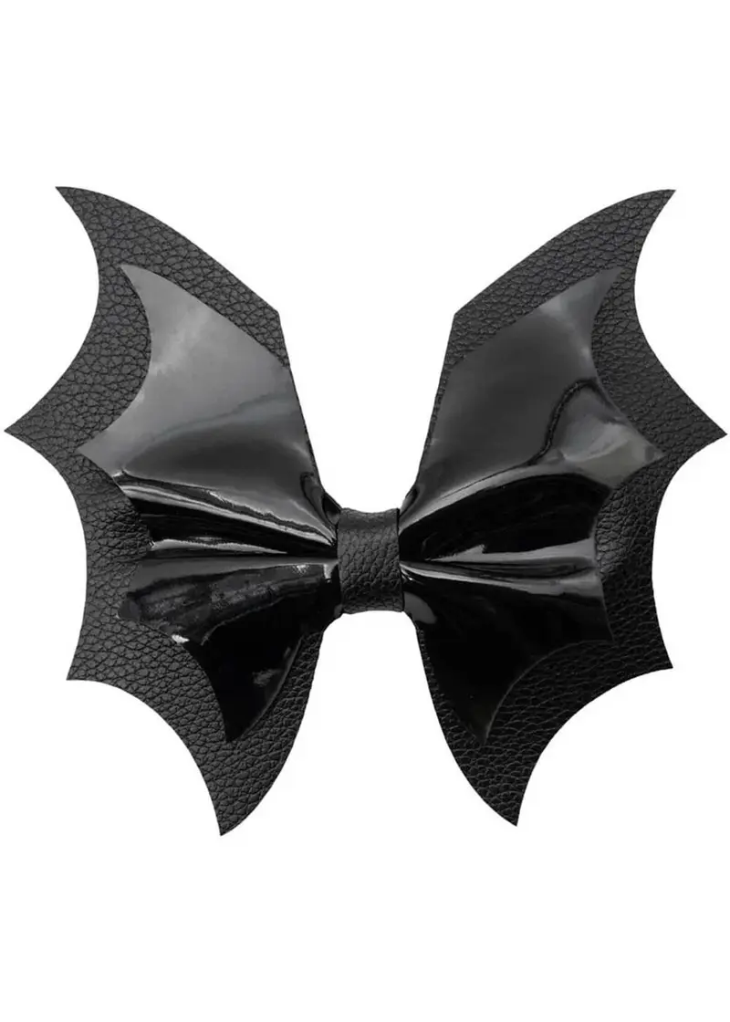 Kreepsville Batwing PVC Hairbow Black