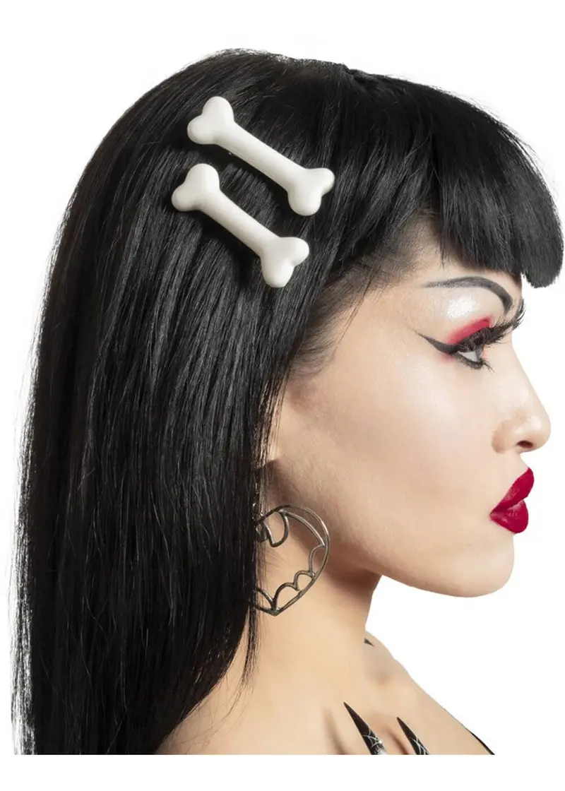 Kreepsville Mini Bone Set Hairslides White