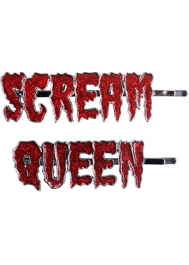 Kreepsville Scream Queen Text Set Hairslides Red