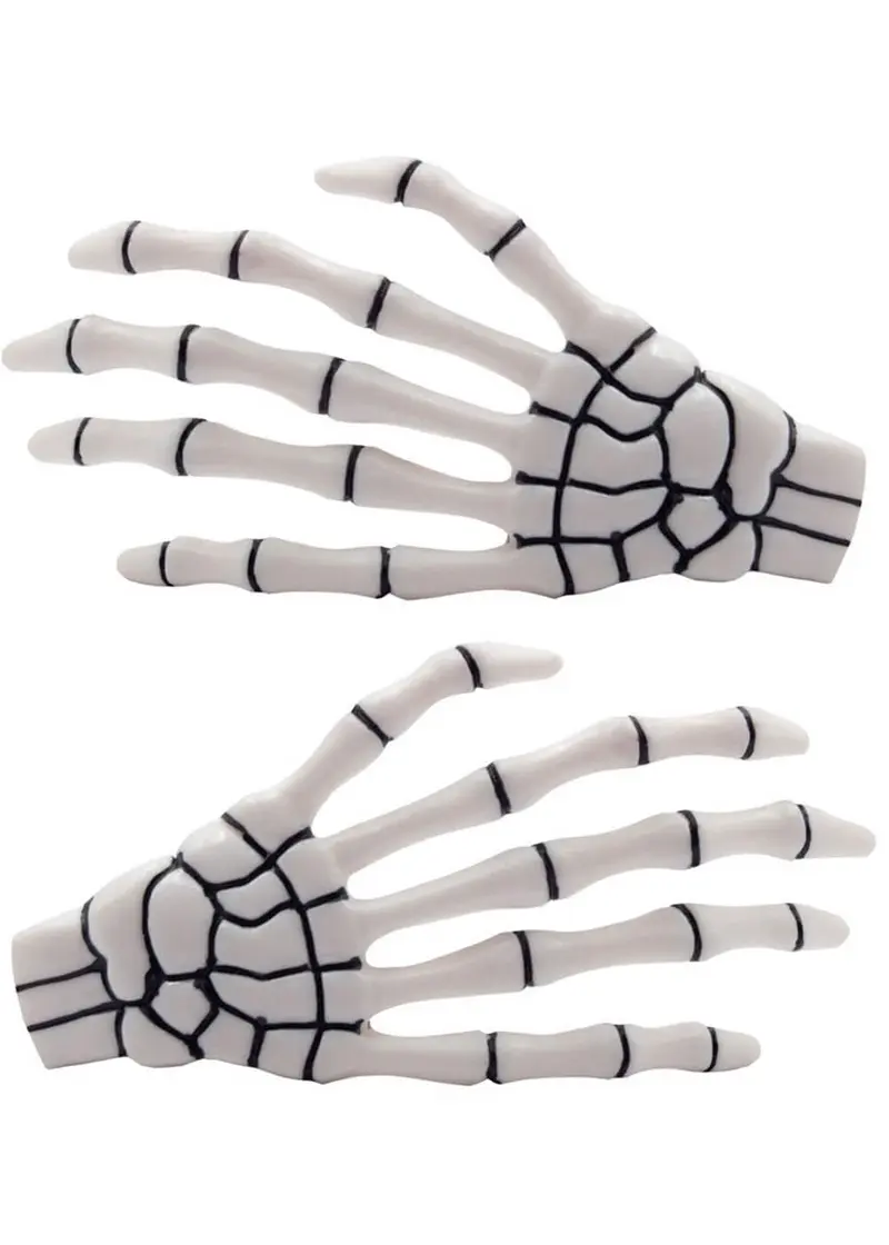 Kreepsville Skeleton Bone Hand Set Hairslides White