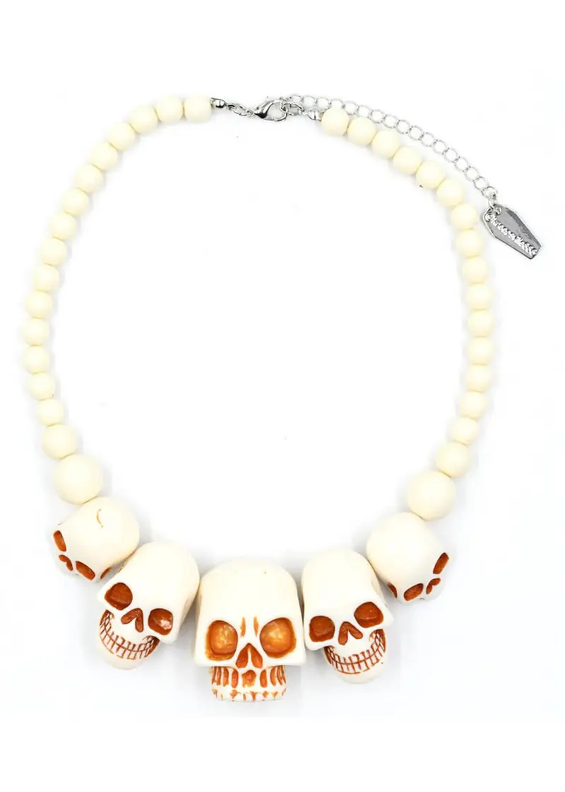 Kreepsville Skull Collection Necklace White