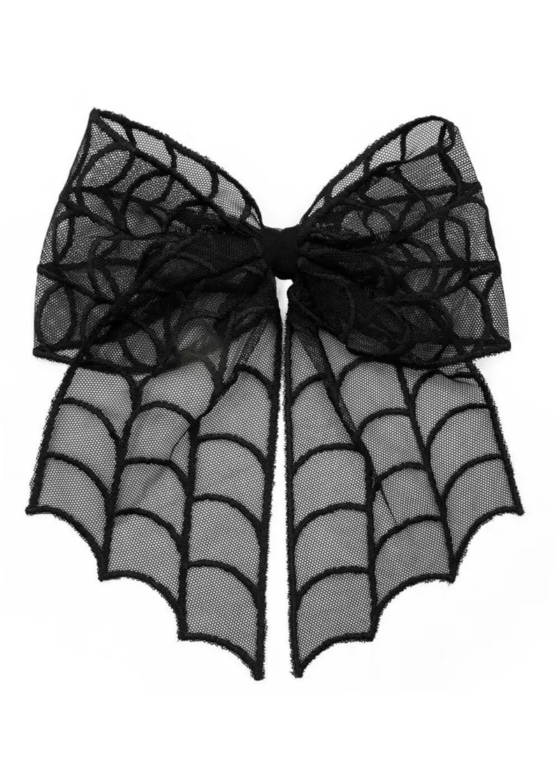 Kreepsville Spiderweb Lace Black Hair Bow