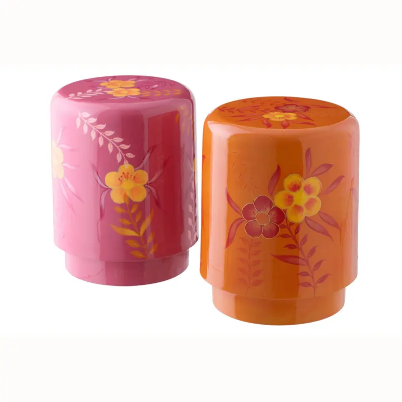 Kruk Bloemen Metaal Roze/Oranje Assortiment Van 2 J-Line