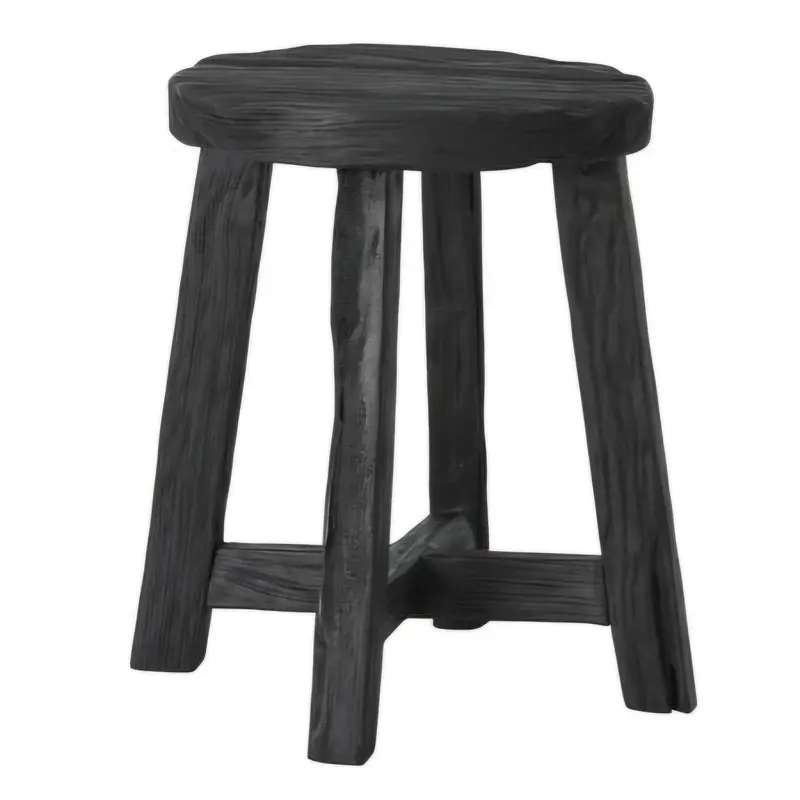 Kruk Gio Gerecycled Teakhout Zwart Ø35cm MUST Living