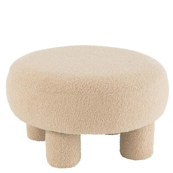 Kruk Rond Teddy Voeten Bouclé Warm Beige J-Line