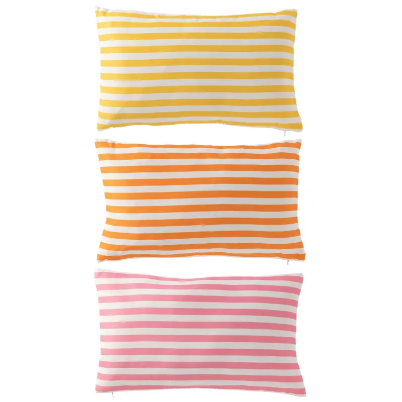 Kussen Buiten Rechthoek Gestreept Polyester Multi Assortiment Van 3 J-Line