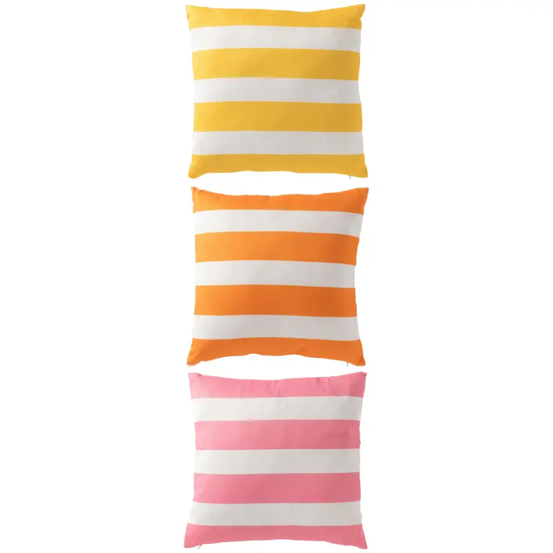 Kussen Buiten Vierkant Gestreept Polyester Multi Assortiment Van 3 J-Line
