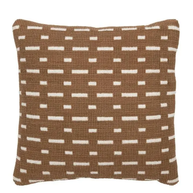 Kussen Lijnen Outdoor Polyester Bruin/Wit