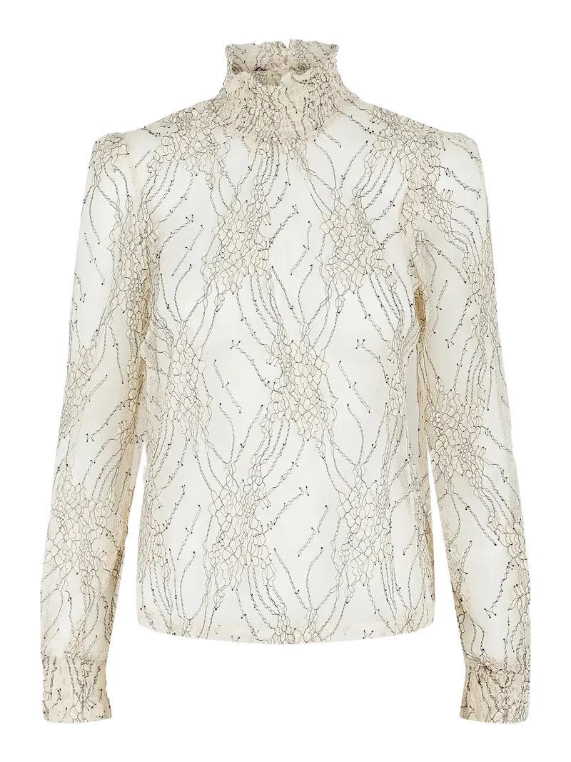 Kyle lace top blouse gilded beige glitter