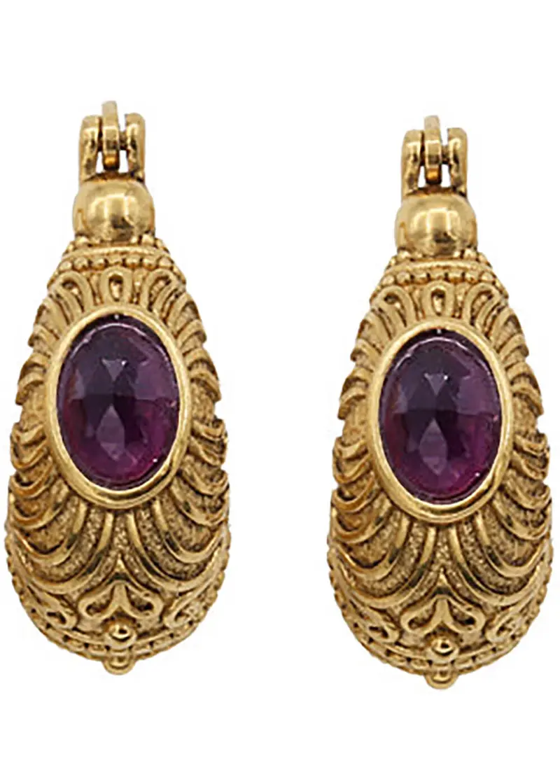 LA2L Jasmine Amethyst Hoop Earrings Gold
