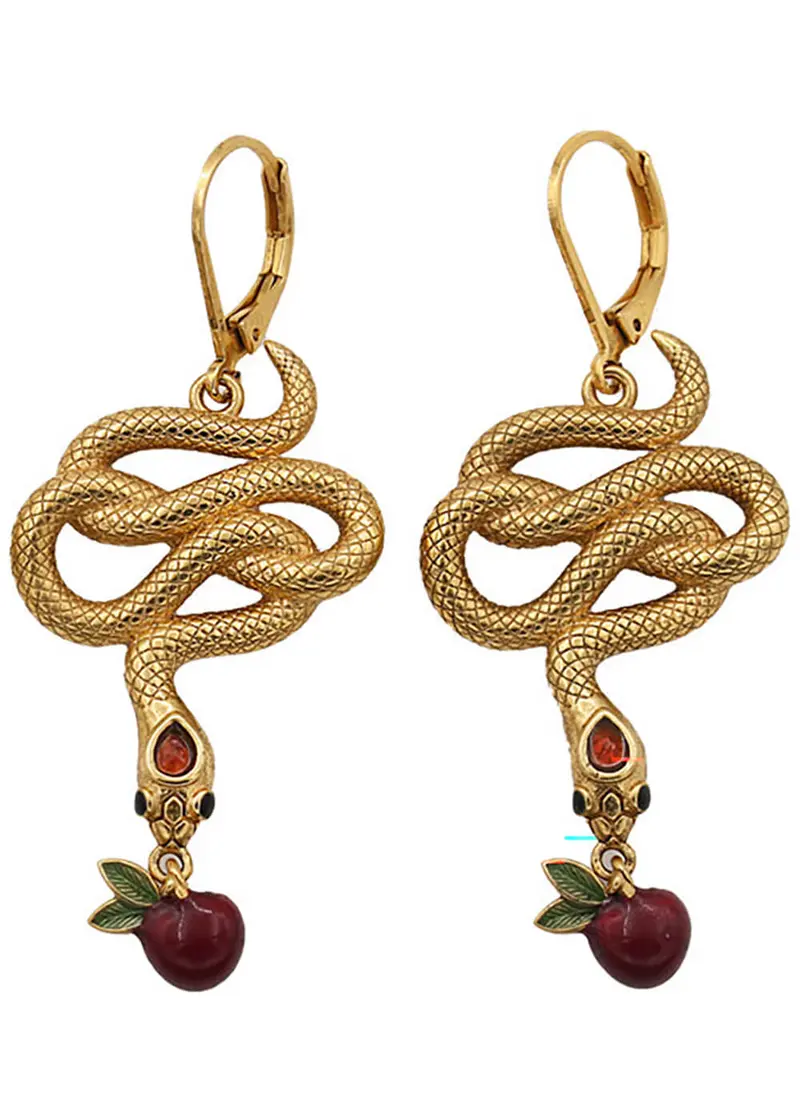 LA2L Sissi Apple Grenat Snake Earrings Gold
