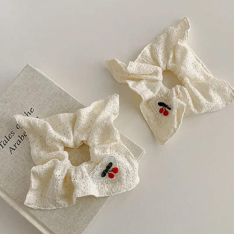 Lace Doily Style Cherry Detail Scrunchie