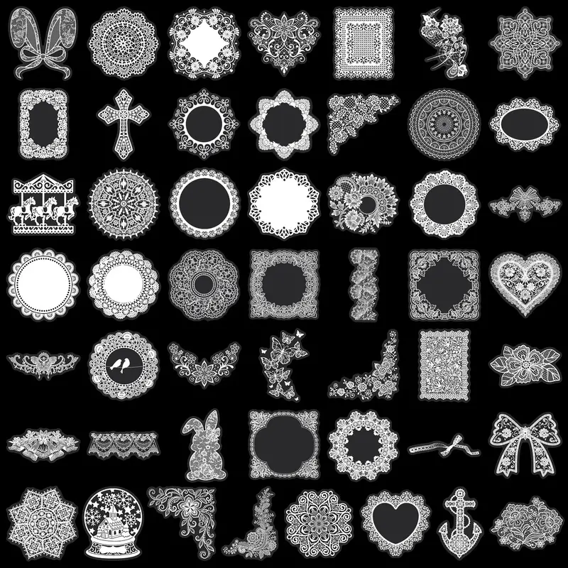 Lace Pattern Sticker Set (Set of 50pcs)