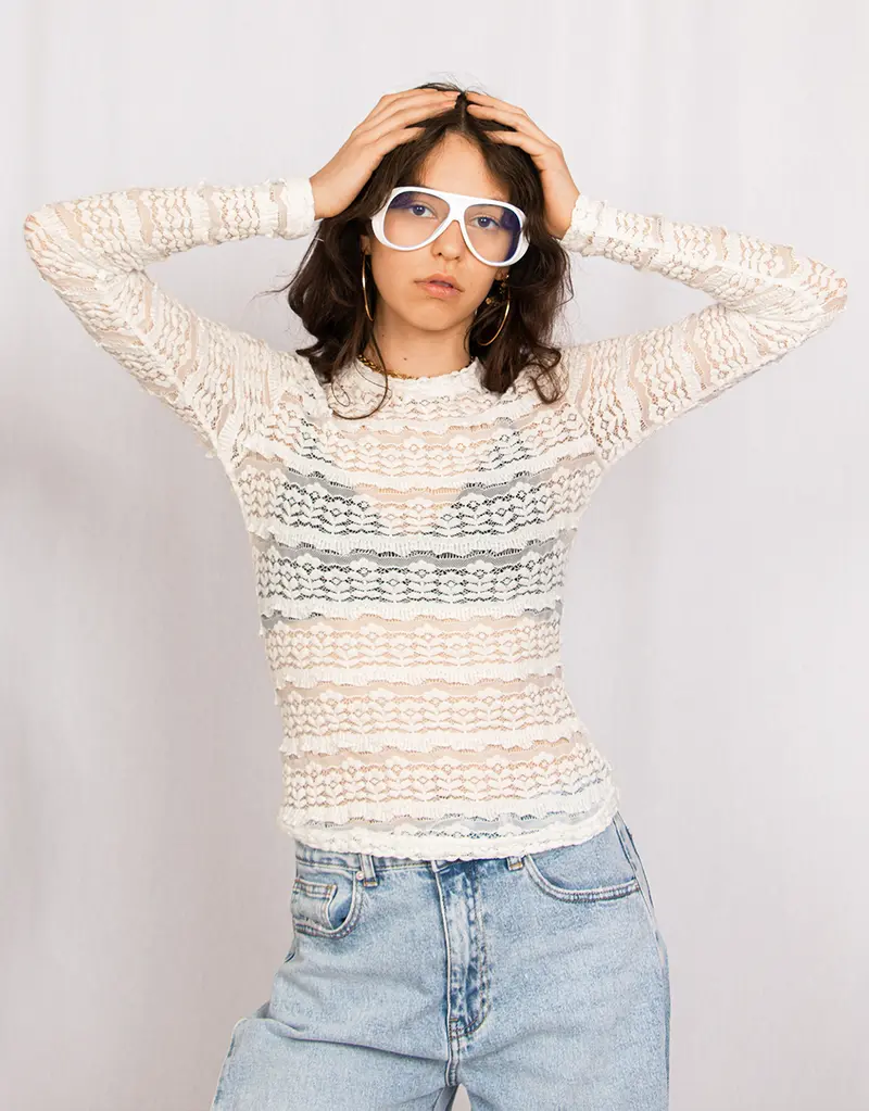 Lace ruffle top