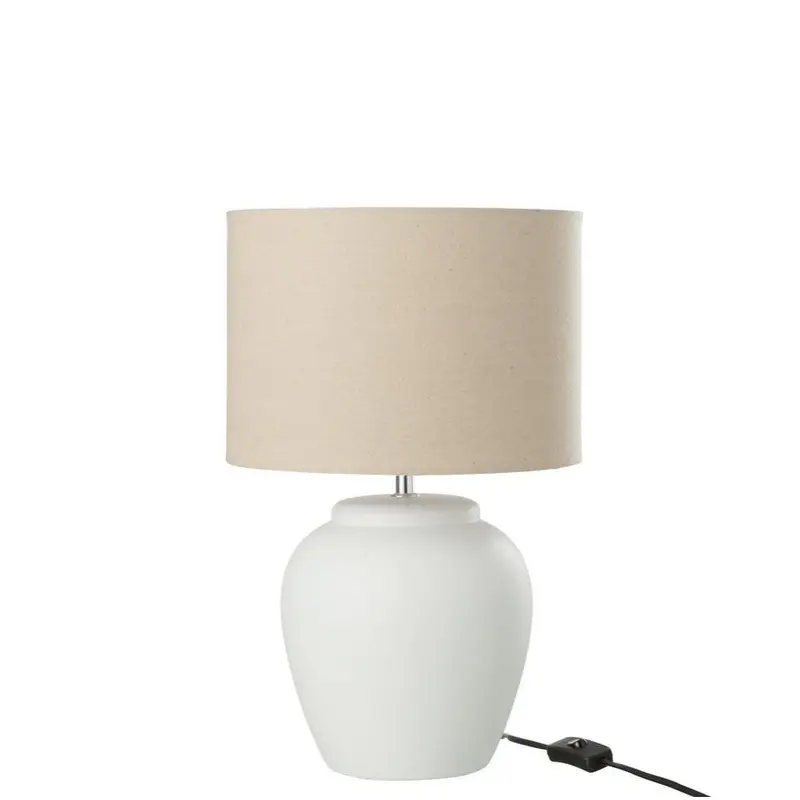 Lamp Meli + Kap Keramiek Linnen Wit Small J-Line