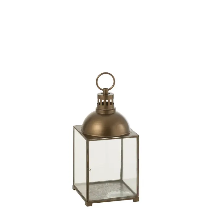 Lantaarn Hagrid Glas/IJzer Brons L24cm x B24cm x H57cm J-Line